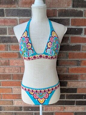 💙 Vintage Victoria's Secret SWIM (2011) Mandala Multicolor Print Halter Bikini